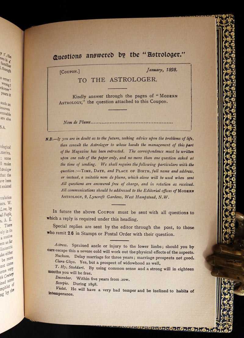 1897 Scarce Book bound by Zaehnsdorf for Asprey - MODERN ASTROLOGY - The Astrologers' Magazine by Alan Leo. Copy of Governor Charles Edison.