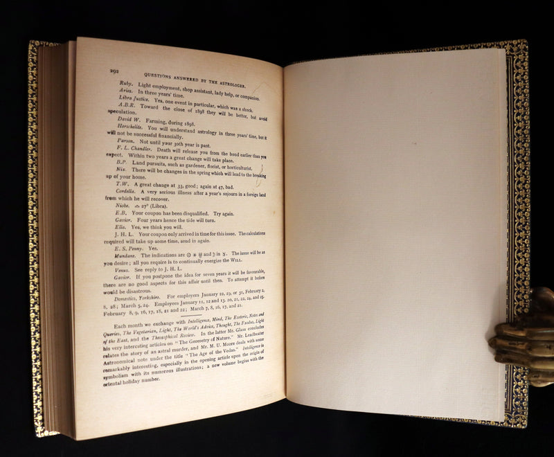 1897 Scarce Book bound by Zaehnsdorf for Asprey - MODERN ASTROLOGY - The Astrologers' Magazine by Alan Leo. Copy of Governor Charles Edison.