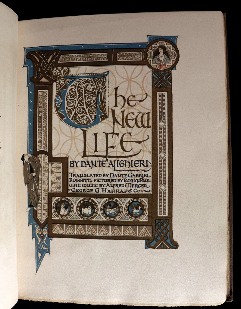 1916 Scarce Book - LA VITA NUOVA - The NEW LIFE by DANTE ALIGHIERI Translated by Dante Gabriel Rossetti Illustrated by Evelyn Paul.