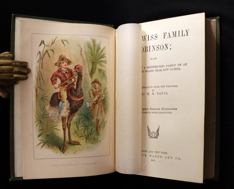 1891 Rare Victorian Book - The Swiss Family Robinson or, The Adventures of a Shipwrecked family on an Uninhabited Island Near new Guinea.