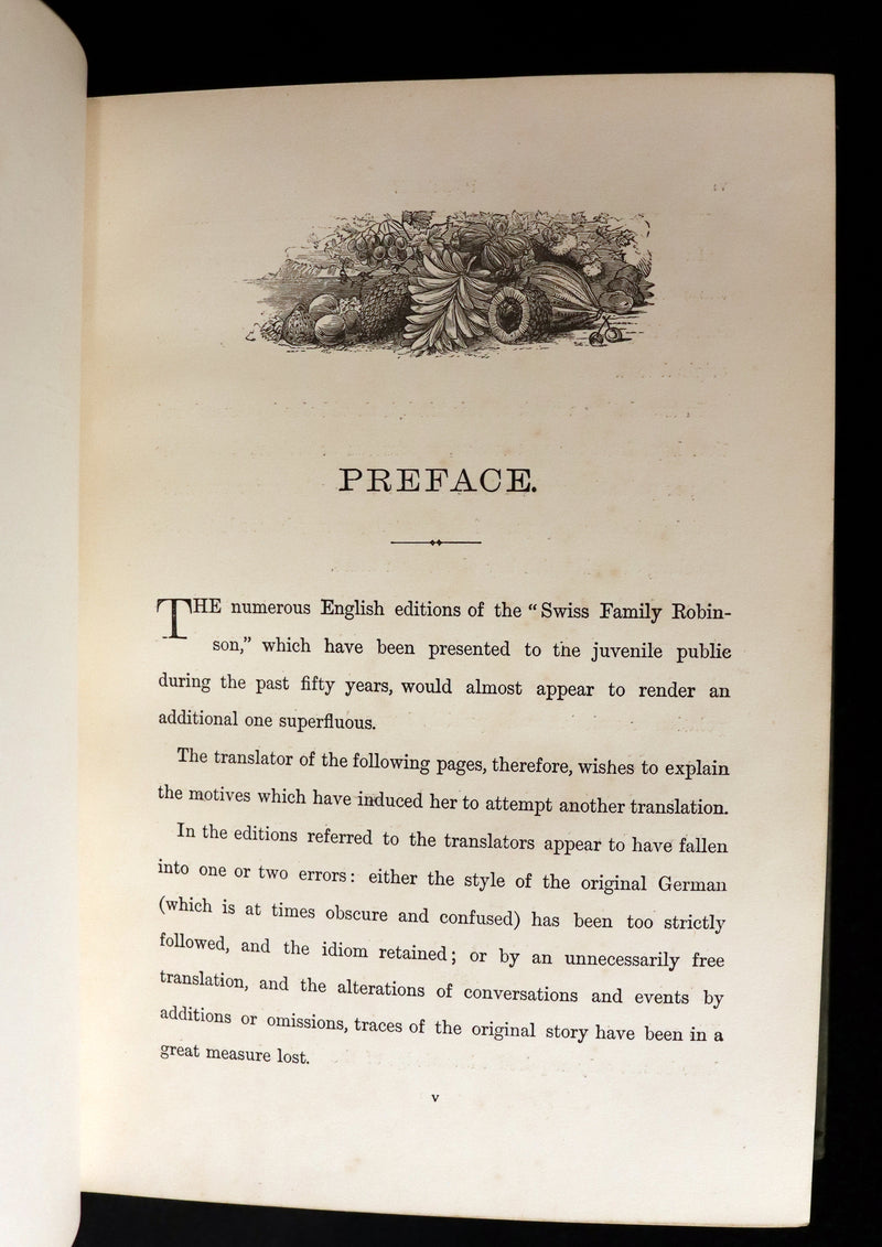 1891 Rare Victorian Book - The Swiss Family Robinson or, The Adventures of a Shipwrecked family on an Uninhabited Island Near new Guinea.