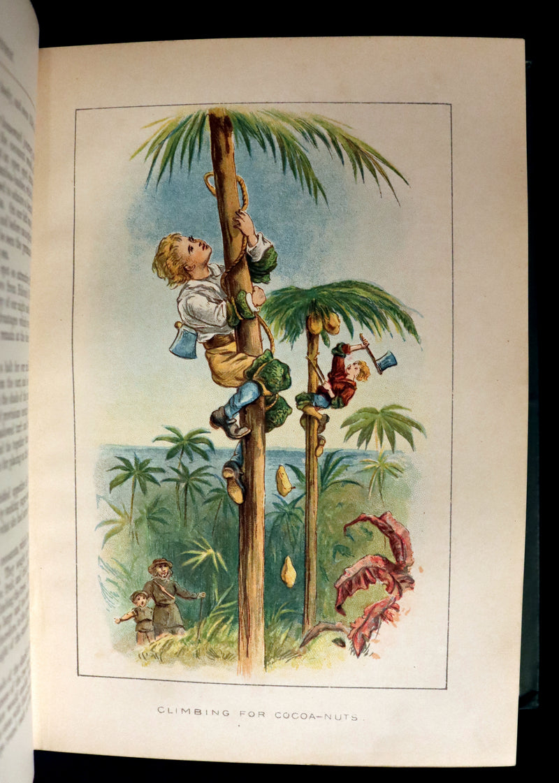 1891 Rare Victorian Book - The Swiss Family Robinson or, The Adventures of a Shipwrecked family on an Uninhabited Island Near new Guinea.