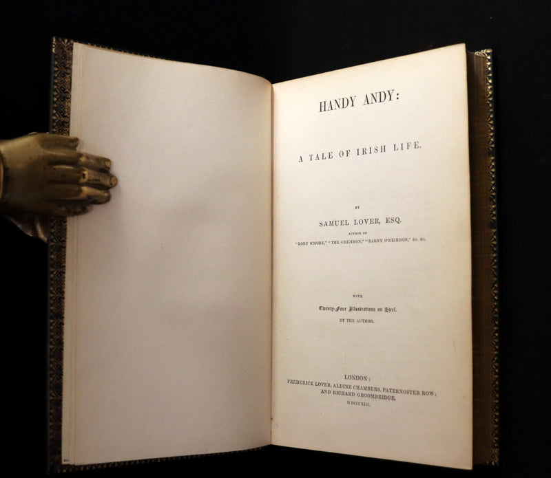 1842 1stED in a Beautiful Riviere Binding - Handy Andy, A Tale Of Irish Life written and illustrated by Samuel Lover.