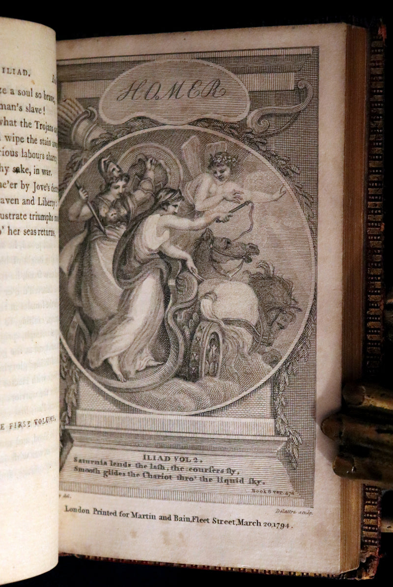 1794 Scarce Complete Book Set - The ODYSSEY, The ILIAD & Battle of the Frogs and Mice by HOMER. Illustrated + Map.