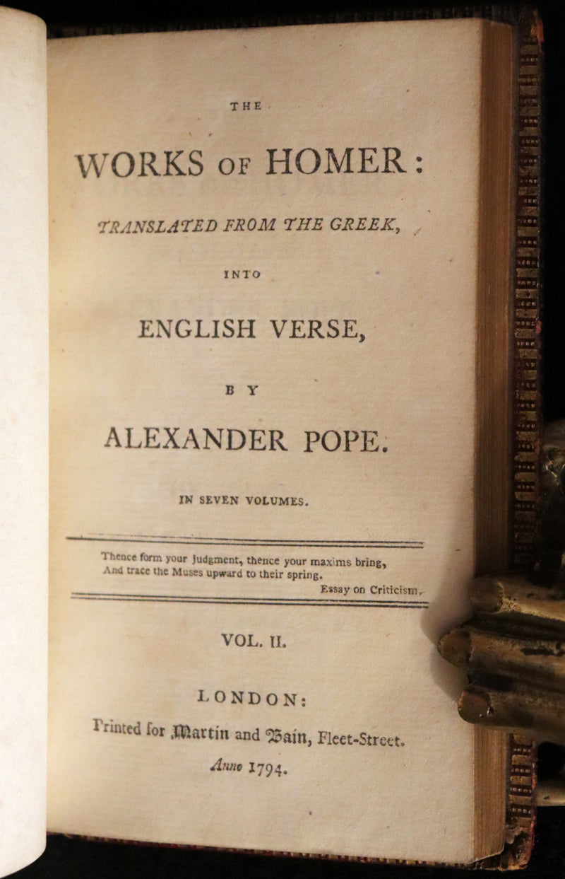1794 Scarce Complete Book Set - The ODYSSEY, The ILIAD & Battle of the Frogs and Mice by HOMER. Illustrated + Map.