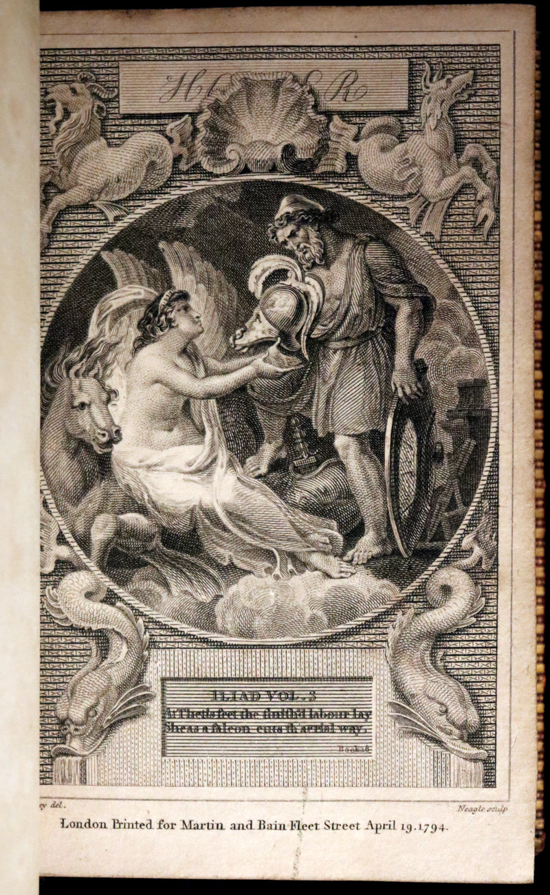 1794 Scarce Complete Book Set - The ODYSSEY, The ILIAD & Battle of the Frogs and Mice by HOMER. Illustrated + Map.