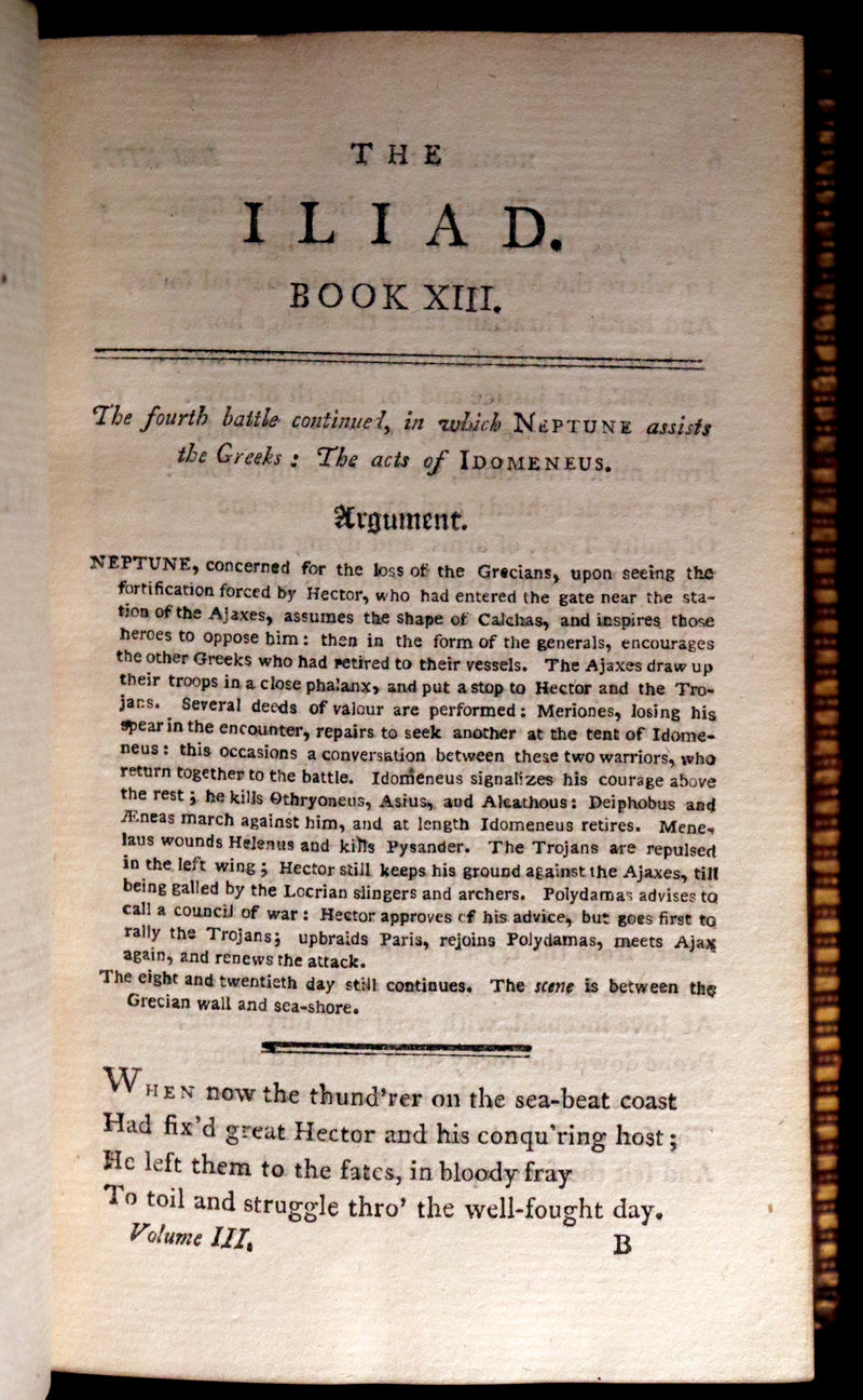 1794 Scarce Complete Book Set - The ODYSSEY, The ILIAD & Battle of the Frogs and Mice by HOMER. Illustrated + Map.