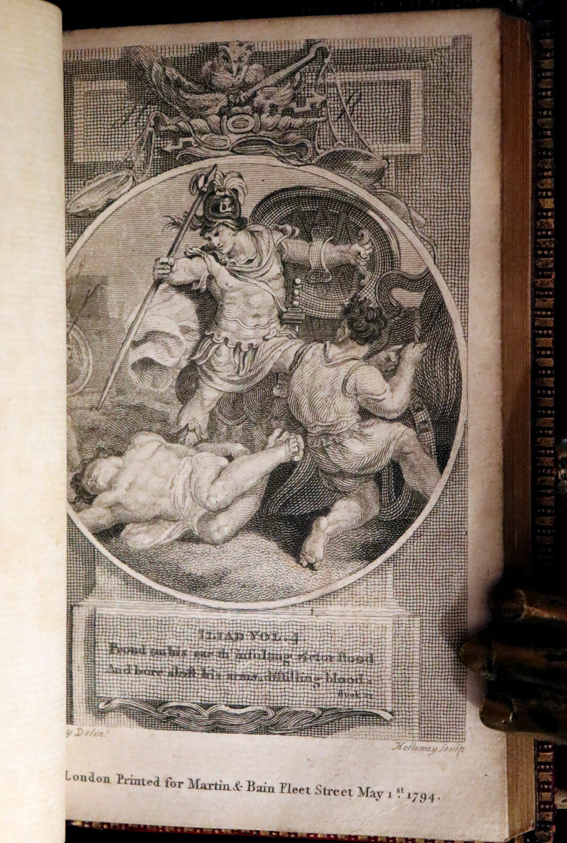 1794 Scarce Complete Book Set - The ODYSSEY, The ILIAD & Battle of the Frogs and Mice by HOMER. Illustrated + Map.