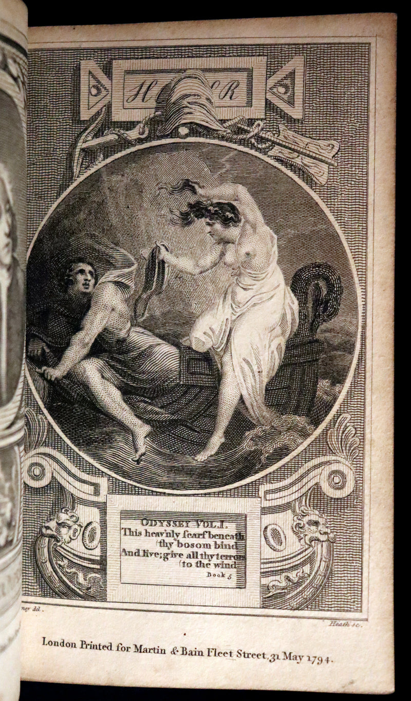1794 Scarce Complete Book Set - The ODYSSEY, The ILIAD & Battle of the Frogs and Mice by HOMER. Illustrated + Map.
