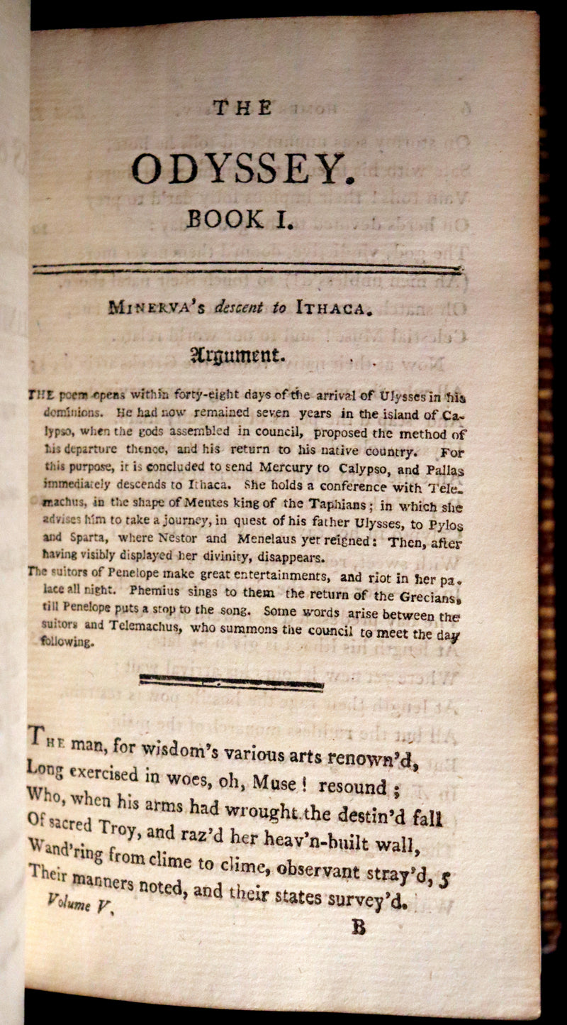 1794 Scarce Complete Book Set - The ODYSSEY, The ILIAD & Battle of the Frogs and Mice by HOMER. Illustrated + Map.