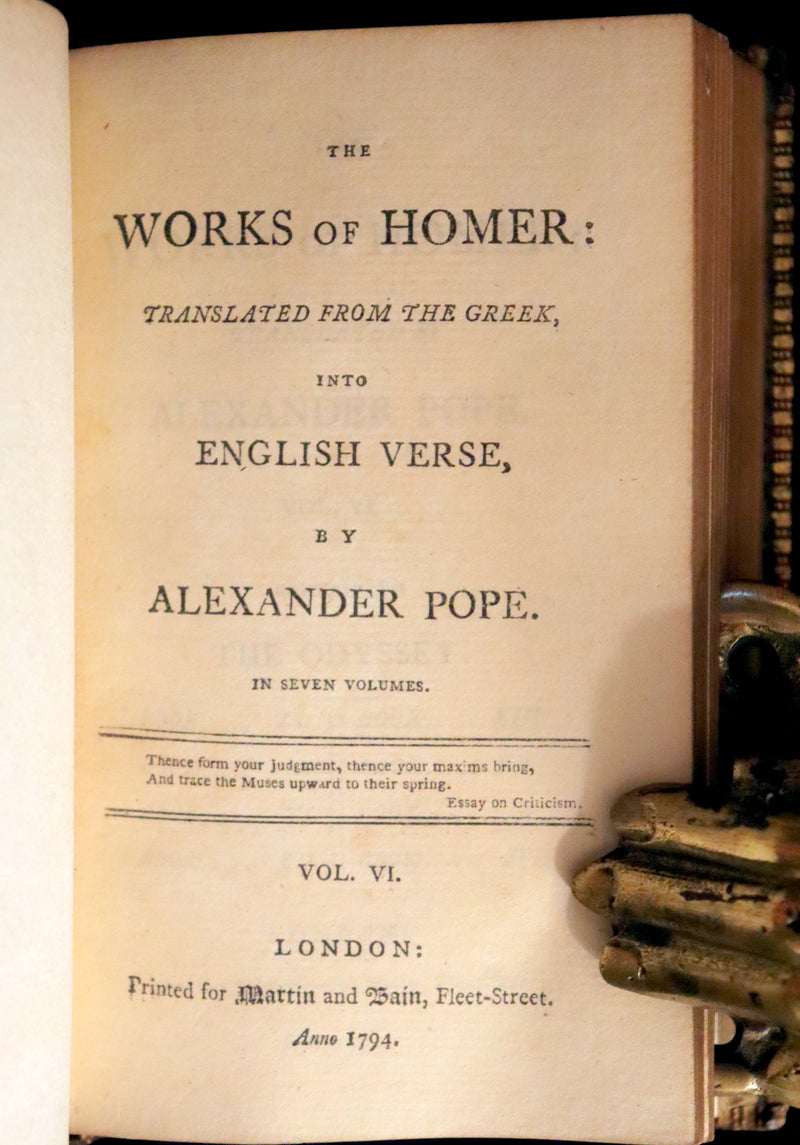1794 Scarce Complete Book Set - The ODYSSEY, The ILIAD & Battle of the Frogs and Mice by HOMER. Illustrated + Map.