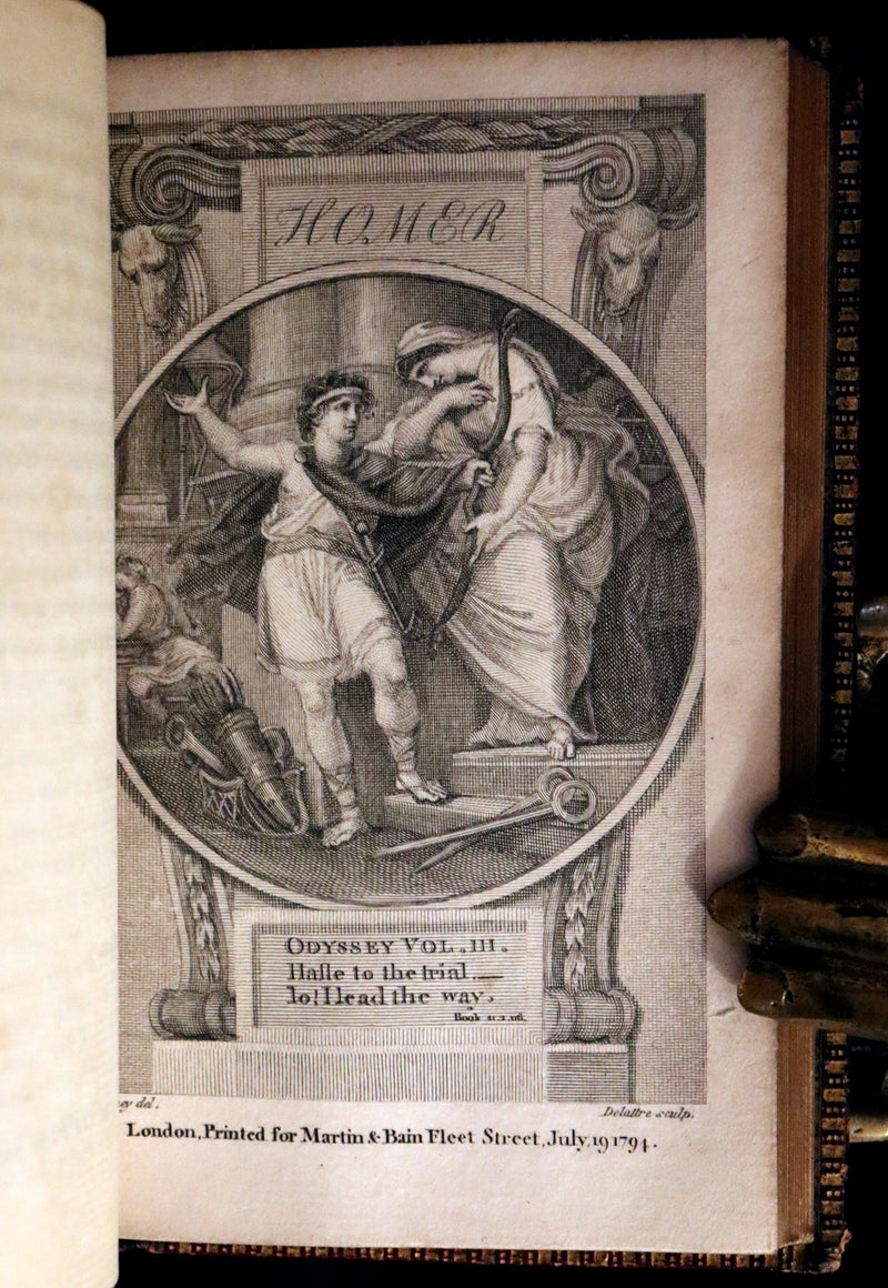 1794 Scarce Complete Book Set - The ODYSSEY, The ILIAD & Battle of the Frogs and Mice by HOMER. Illustrated + Map.