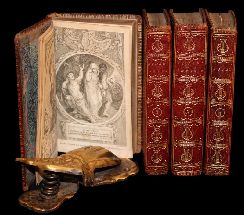 1794 Scarce Complete Book Set - The ODYSSEY, The ILIAD & Battle of the Frogs and Mice by HOMER. Illustrated + Map.