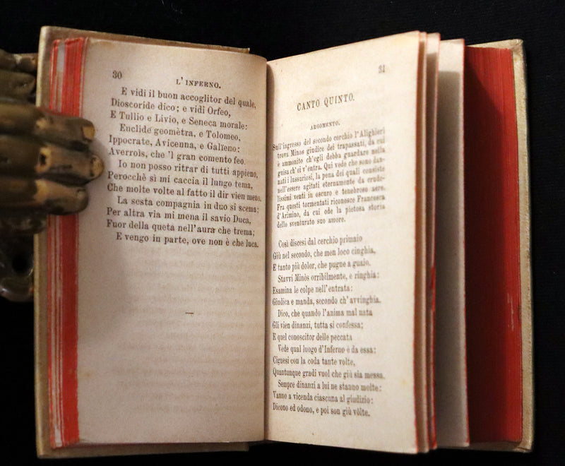1869 Rare Italian Vellum Book - La Divina Commedia di DANTE ALIGHIERI - Divine Comedy.