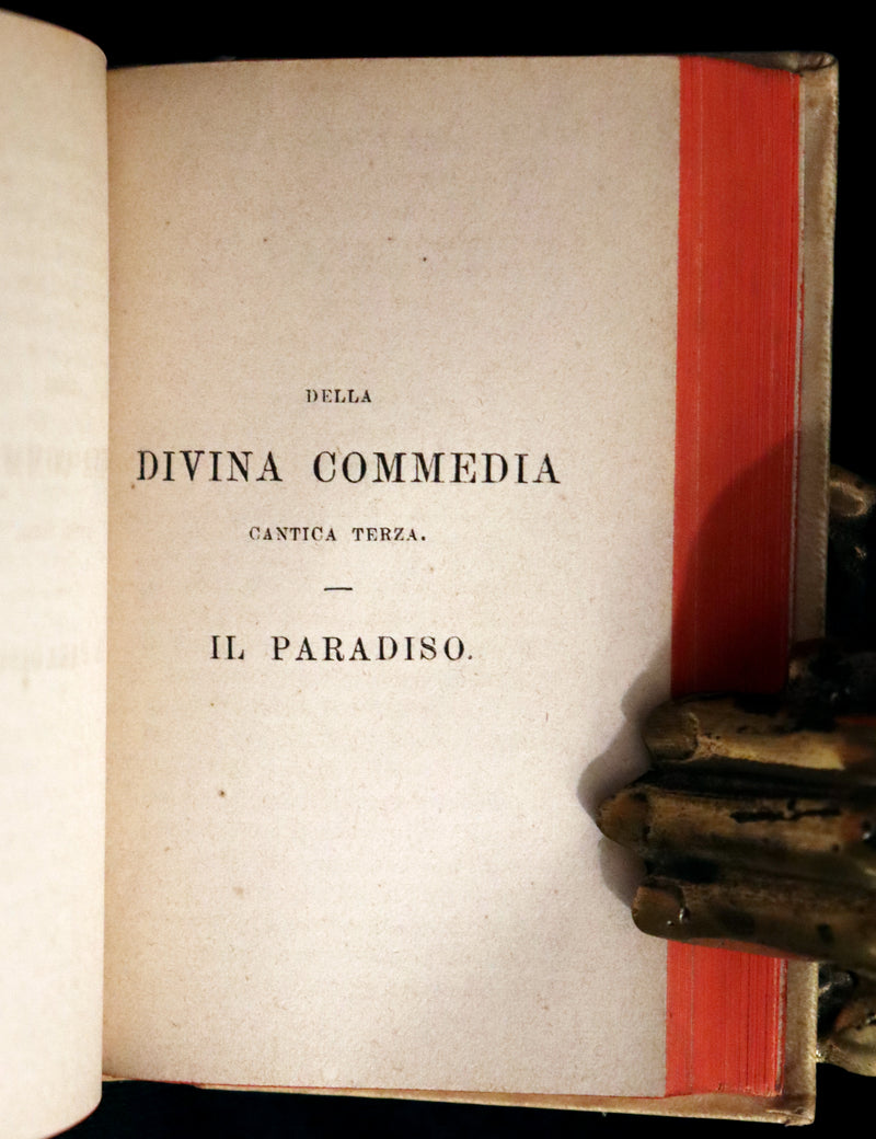 1869 Rare Italian Vellum Book - La Divina Commedia di DANTE ALIGHIERI - Divine Comedy.