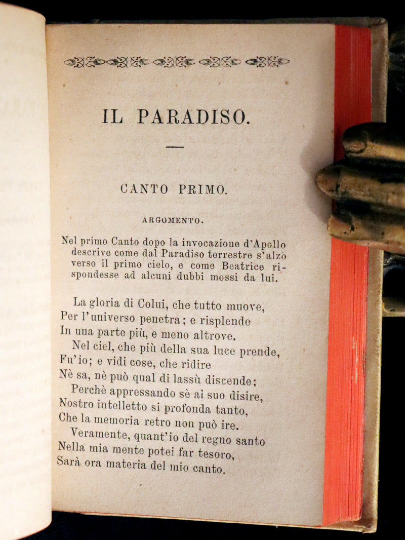1869 Rare Italian Vellum Book - La Divina Commedia di DANTE ALIGHIERI - Divine Comedy.