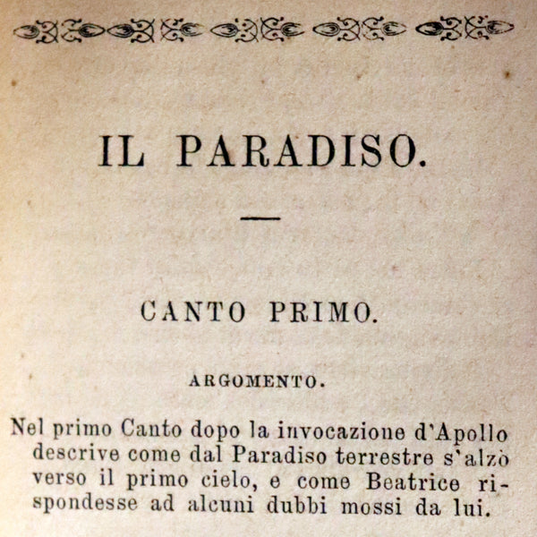 1869 Rare Italian Vellum Book - La Divina Commedia di DANTE ALIGHIERI - Divine Comedy.