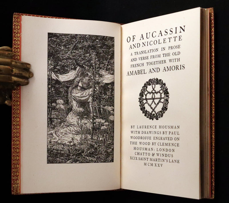 1925 Rare Book in a beautiful Riviere binding - MEDIEVAL HISTORY of Aucassin & Nicolette. Knighthood and Chivalry.