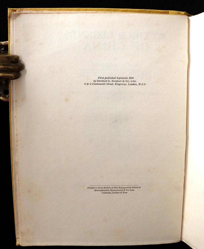1922 Rare First Edition - Myths & Legends Of CHINA by E. T. C. Werner. Superstitions & Fairy tales illustrated.