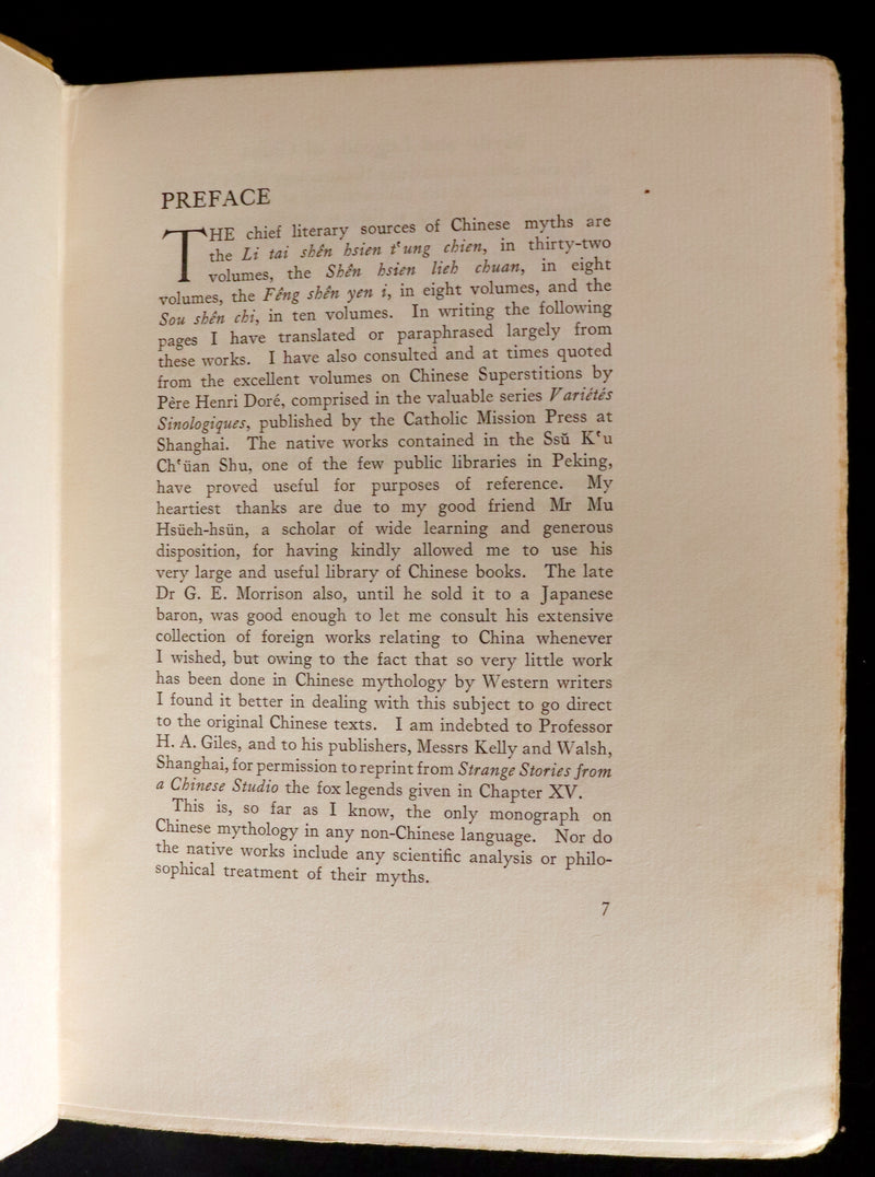 1922 Rare First Edition - Myths & Legends Of CHINA by E. T. C. Werner. Superstitions & Fairy tales illustrated.