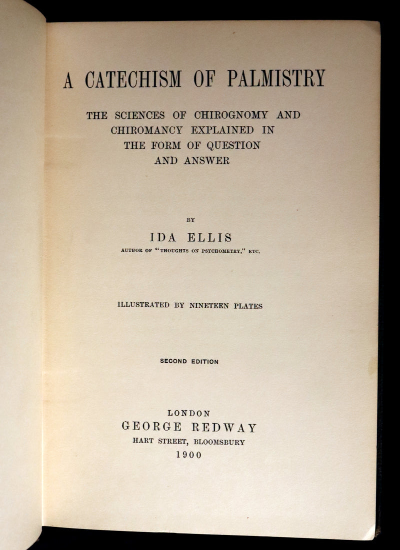 1900 Scarce CHIROMANCY Book - A Catechism of PALMISTRY by Ida Ellis. Illustrated.