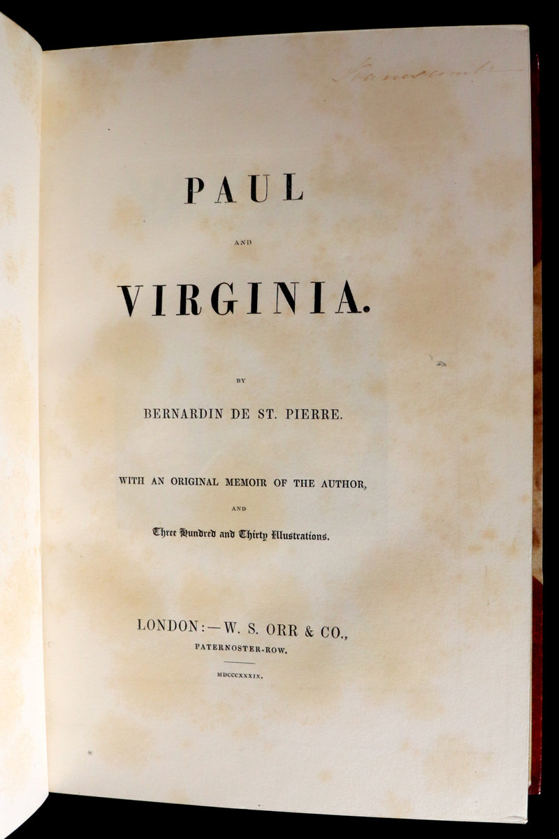 1839 1stED in a Bayntun Binding - PAUL and VIRGINIA on the Island of Mauritius by Bernardin De St Pierre.
