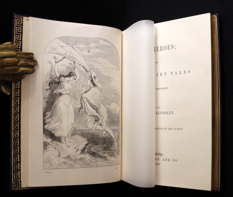 1856 First Edition in a Bayntun Binding - The Heroes or GREEK FAIRY TALES by Charles Kingsley. Illustrated.