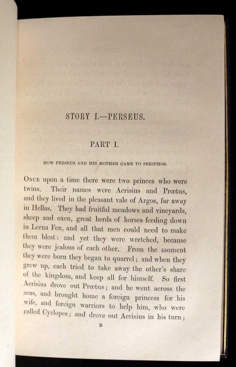 1856 First Edition in a Bayntun Binding - The Heroes or GREEK FAIRY TALES by Charles Kingsley. Illustrated.