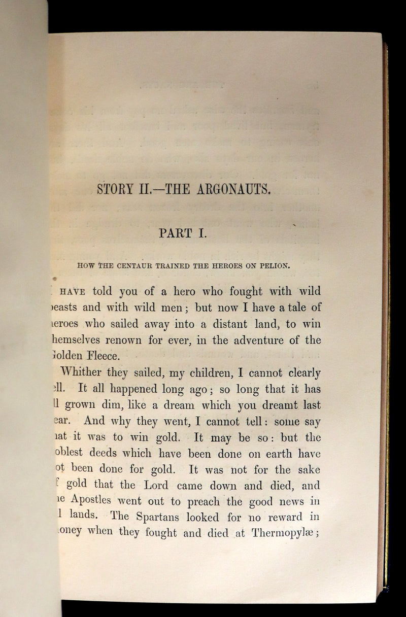 1856 First Edition in a Bayntun Binding - The Heroes or GREEK FAIRY TALES by Charles Kingsley. Illustrated.