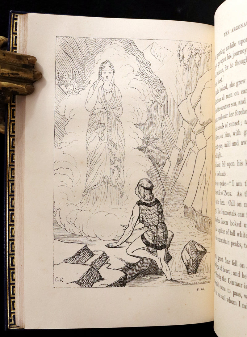 1856 First Edition in a Bayntun Binding - The Heroes or GREEK FAIRY TALES by Charles Kingsley. Illustrated.