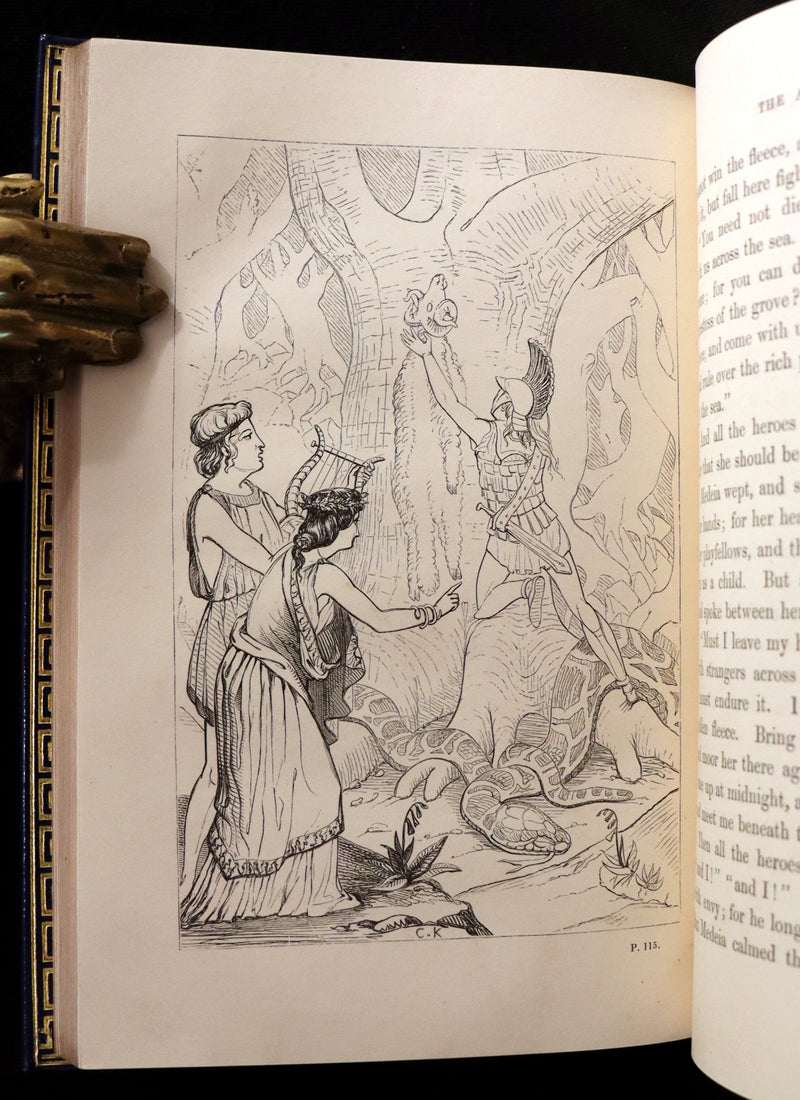 1856 First Edition in a Bayntun Binding - The Heroes or GREEK FAIRY TALES by Charles Kingsley. Illustrated.