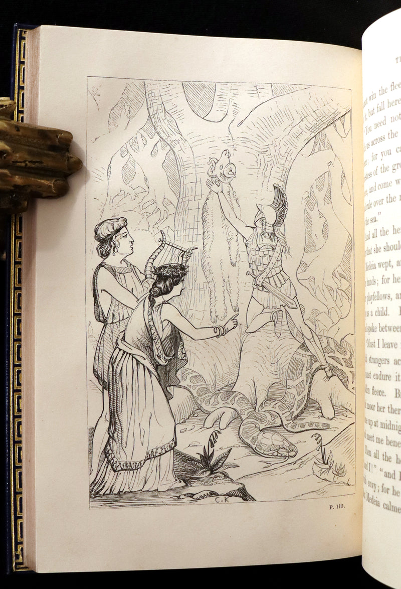 1856 First Edition in a Bayntun Binding - The Heroes or GREEK FAIRY TALES by Charles Kingsley. Illustrated.