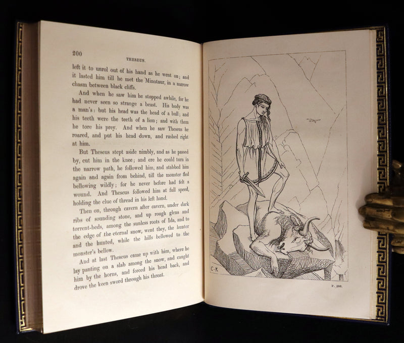 1856 First Edition in a Bayntun Binding - The Heroes or GREEK FAIRY TALES by Charles Kingsley. Illustrated.