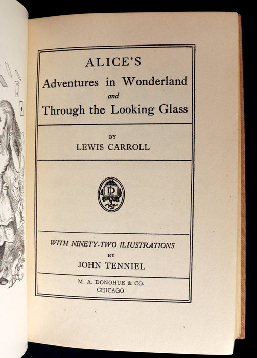 1900 Rare Donohue Edition - Alice's Adventures in Wonderland & Through the Looking-Glass by Lewis Carroll.