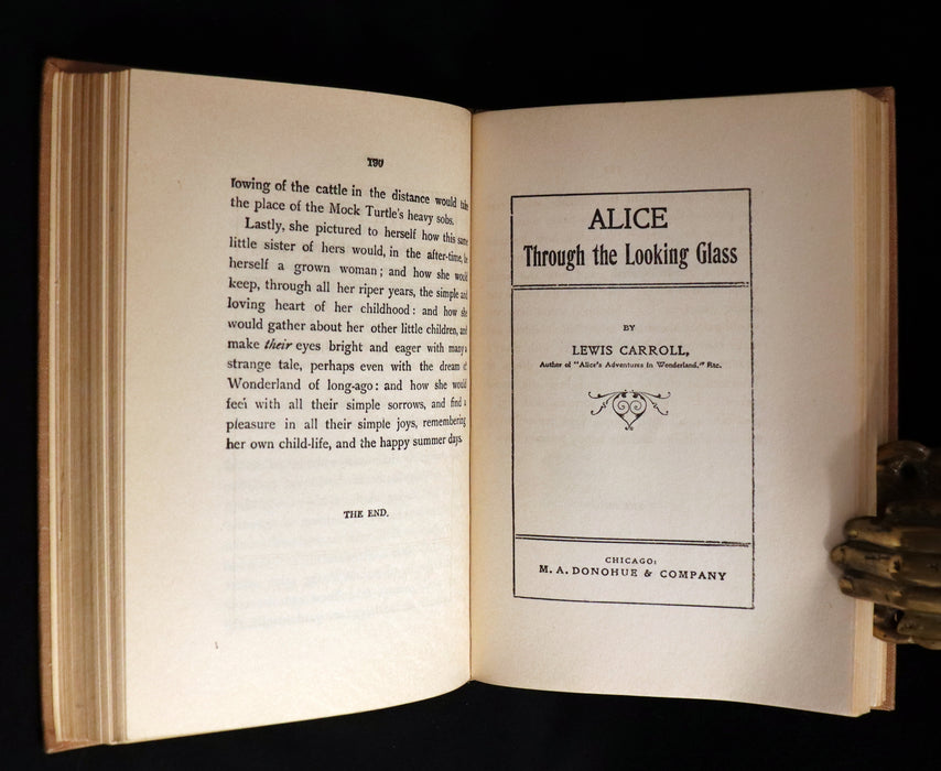 1900 Rare Donohue Edition - Alice's Adventures in Wonderland & Through the Looking-Glass by Lewis Carroll.