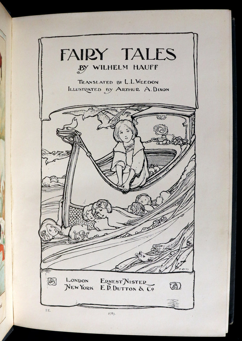 1911 Rare Art Nouveau Book - HAUFF'S Fairy Tales, First illustrated Edition by Arthur A. Dixon.