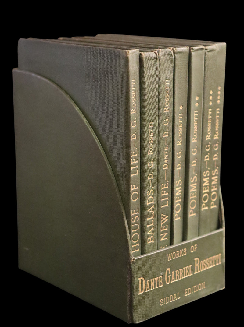 1898 Scarce Pre-Raphaelite Book set - Works of Dante Gabriel Rossetti - Siddal Edition with Bookcase.