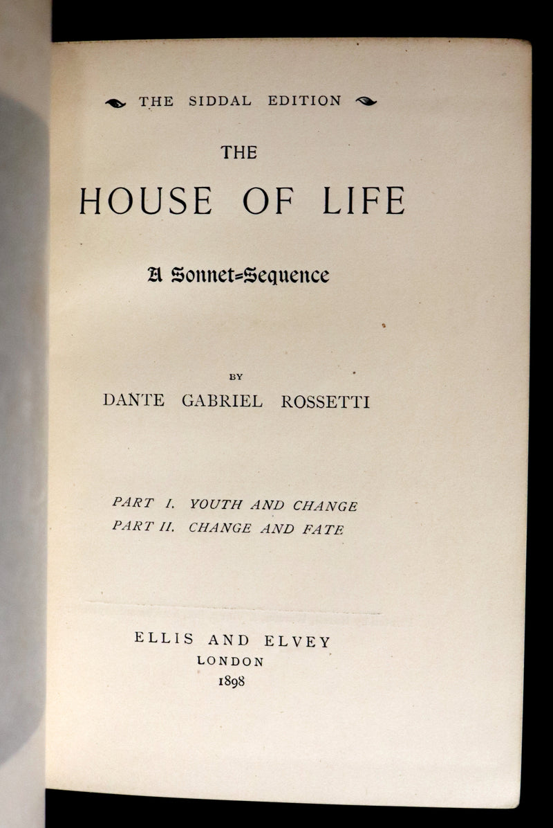 1898 Scarce Pre-Raphaelite Book set - Works of Dante Gabriel Rossetti - Siddal Edition with Bookcase.