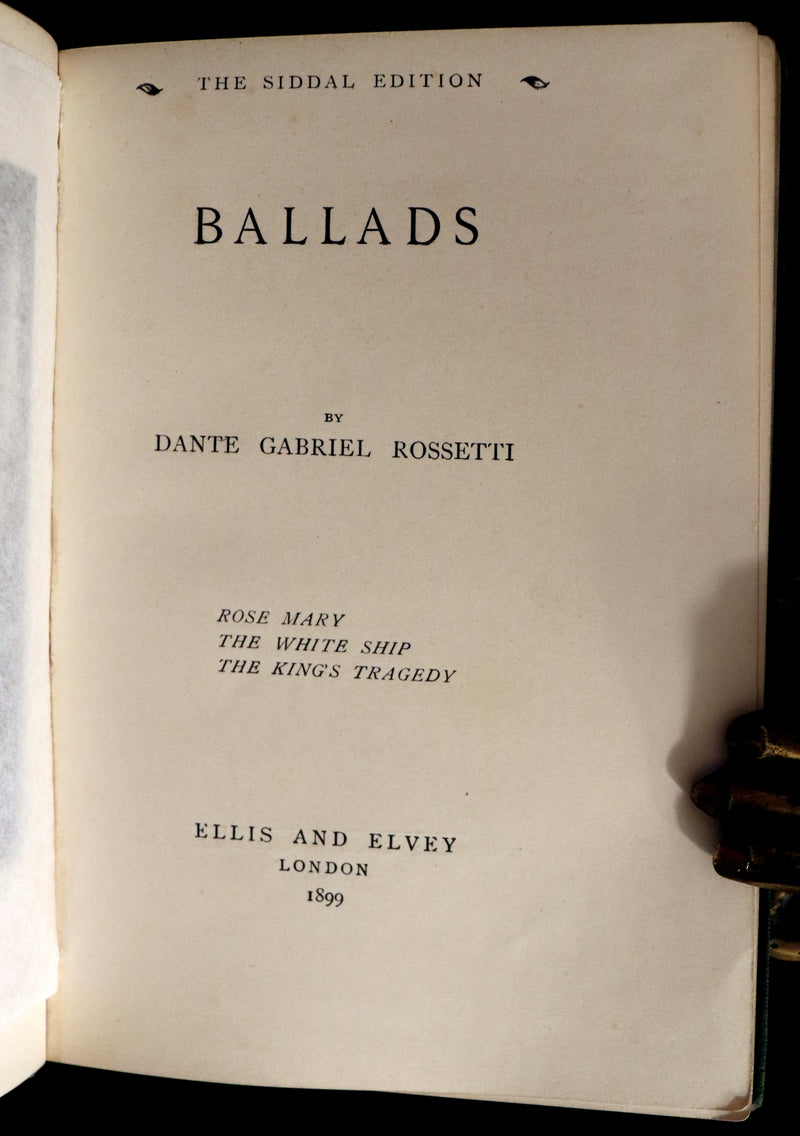 1898 Scarce Pre-Raphaelite Book set - Works of Dante Gabriel Rossetti - Siddal Edition with Bookcase.