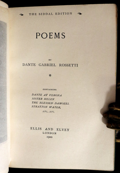 1898 Scarce Pre-Raphaelite Book set - Works of Dante Gabriel Rossetti - Siddal Edition with Bookcase.