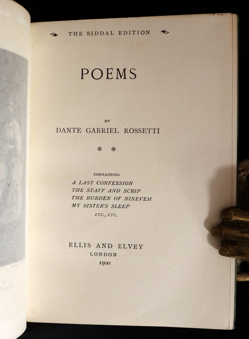1898 Scarce Pre-Raphaelite Book set - Works of Dante Gabriel Rossetti - Siddal Edition with Bookcase.