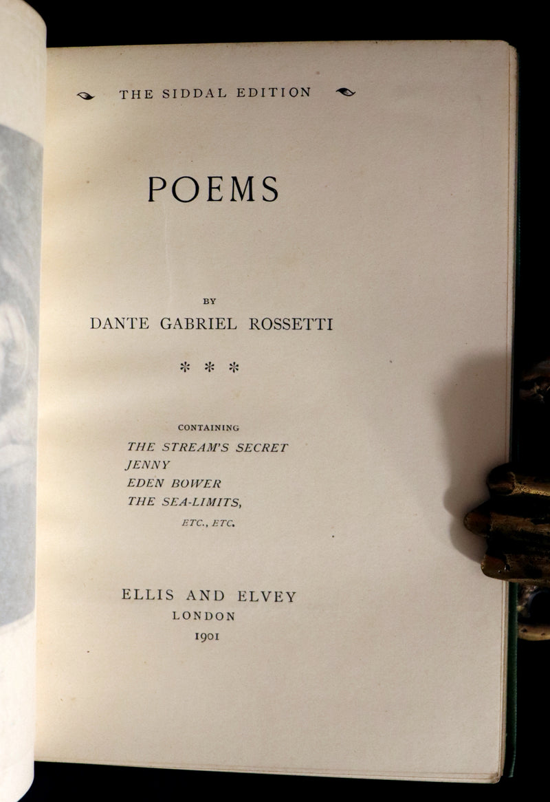 1898 Scarce Pre-Raphaelite Book set - Works of Dante Gabriel Rossetti - Siddal Edition with Bookcase.