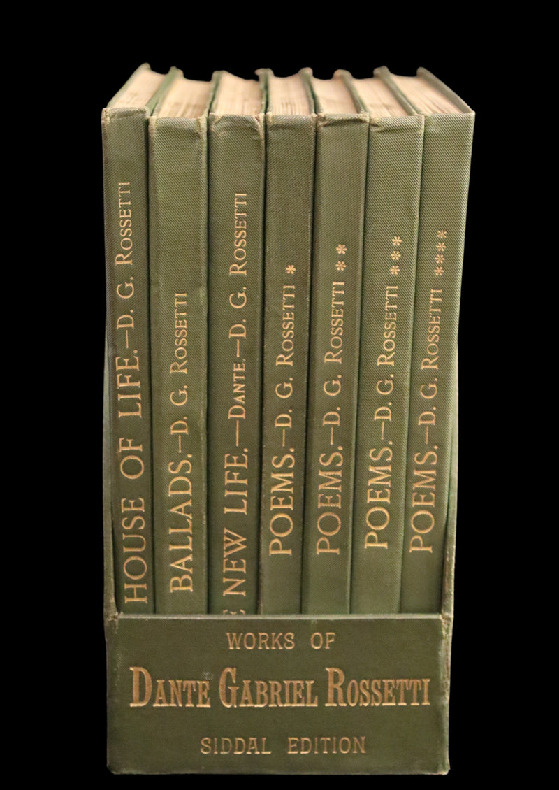1898 Scarce Pre-Raphaelite Book set - Works of Dante Gabriel Rossetti - Siddal Edition with Bookcase.