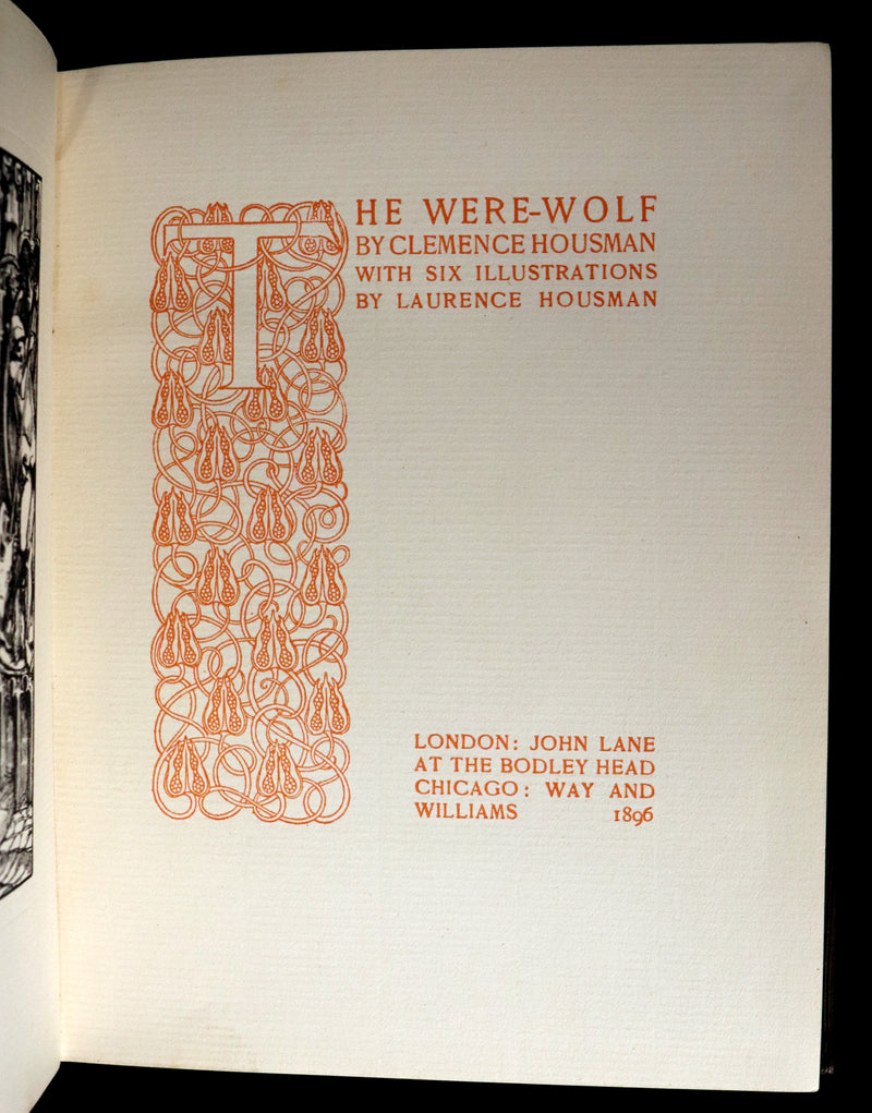 1896 Rare First Edition Book on Werewolves - THE WERE-WOLF by Clemence Housman. Illustrated.