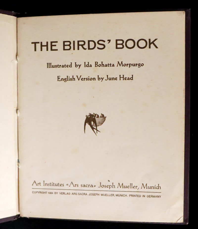 1934 Scarce First English Edition - THE BIRDS' BOOK illustrated by Ida Bohatta Morpurgo.