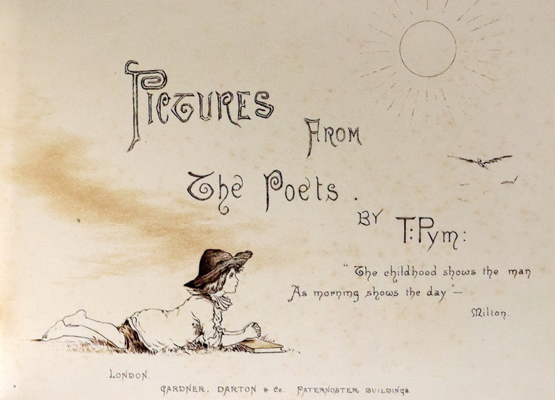 1883 Scarce Victorian Book -  Pictures from the Poets illustrated by T. Pym (Clara Creed). First Edition.