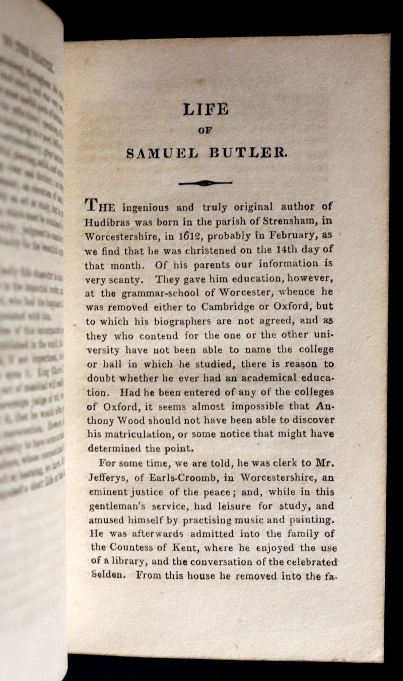 1817 Rare Knightly Adventures Book - HUDIBRAS, in Three Parts, written in the Time of the Late Wars by Samuel Butler.