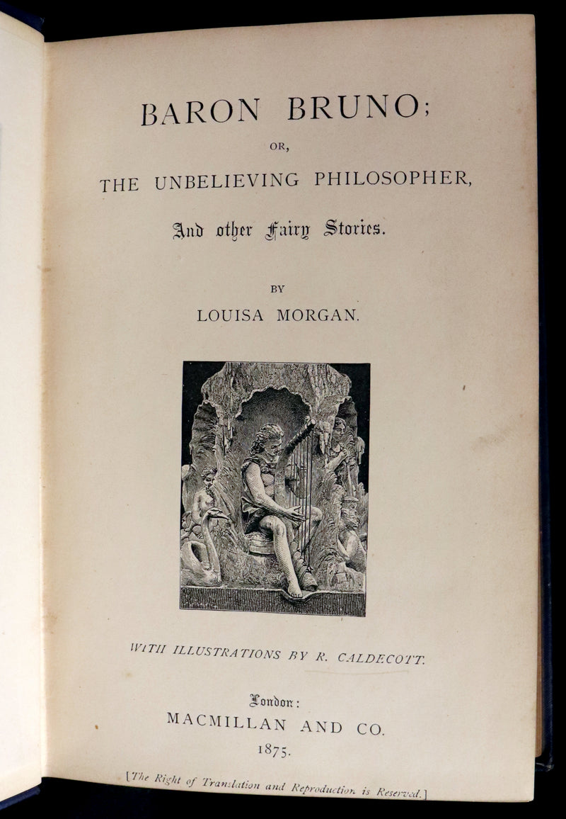 1875 Scarce First Edition - BARON BRUNO, or, The Unbelieving Philosopher and other Fairy Stories by Louisa Morgan.