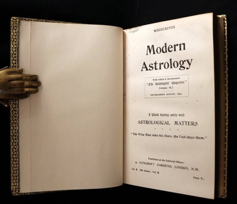 1898 Scarce Book bound by Zaehnsdorf for Asprey - MODERN ASTROLOGY - The Astrologers' Magazine by Alan Leo. Copy of Governor Charles Edison.