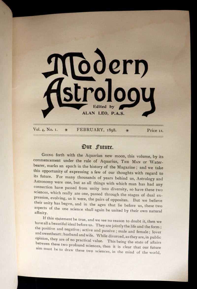 1898 Scarce Book bound by Zaehnsdorf for Asprey - MODERN ASTROLOGY - The Astrologers' Magazine by Alan Leo. Copy of Governor Charles Edison.